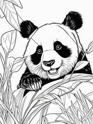 Panda Coloring Pages - Panda looking curiously at a ladybug  simple coloring pages