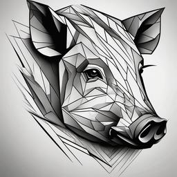 Boar small tattoo  draw in cubism style