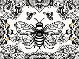 bee and butterfly tattoo  vector tattoo design