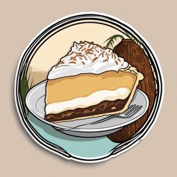 Coconut Cream Pie Sticker - Experience the luscious and coconut-infused layers of coconut cream pie, , sticker vector art, minimalist design