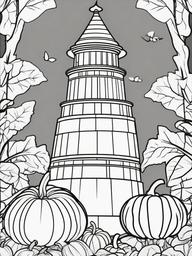 Pumpkin Stack Coloring Pages - Tower of Pumpkins Stacked High  minimal black outline printable sheet, coloring page