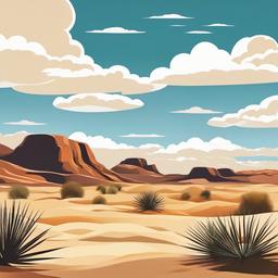 Clouds over a desert landscape clipart.  vector style illustration, white background