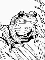 Frog Coloring Pages - Frog perched on a branch with a bug in its mouth  simple coloring pages