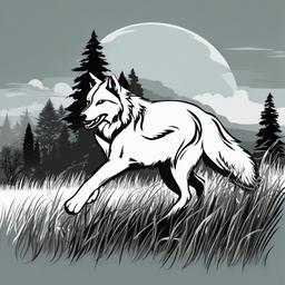 Wolf clipart - wolf running across a field  clipart