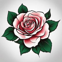 irish rose tattoo  simple color tattoo,minimal,white background