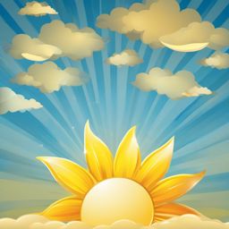 Sun Clipart, Shining sun in a clear blue sky. 