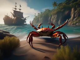 Giant Crab Guarding a Pirate's Cove detailed matte painting, deep color, fantastical, intricate detail, splash screen, complementary colors, fantasy concept art, 8k resolution trending on artstation unreal engine 5