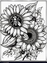 bee sunflower tattoo  vector tattoo design