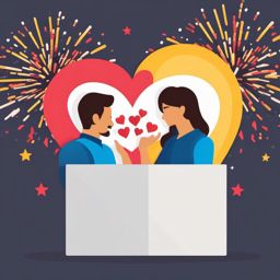Proposal and Fireworks Emoji Sticker - Celebrating love with a bang, , sticker vector art, minimalist design