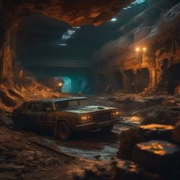 In post-apocalyptic world, group of survivors discovers hidden underground city with advanced technology. hyperrealistic, intricately detailed, color depth,splash art, concept art, mid shot, sharp focus, dramatic, 2/3 face angle, side light, colorful background