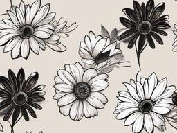 Daisy Name Tattoo-Personalization of ink with a daisy name tattoo, expressing a special connection to a loved one.  simple vector color tattoo