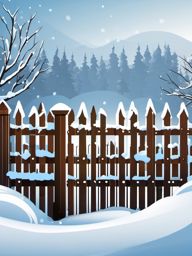 Snow-Covered Fence clipart - Wooden fence hidden under snow, ,vector color clipart,minimal