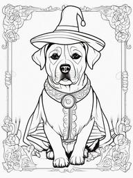 Dog in a Costume Coloring Pages - Festive Dog Dressed for Halloween  minimal black outline printable sheet, coloring page