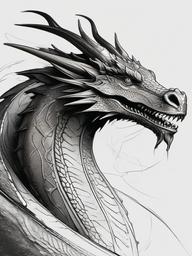 drawing of a bronze dragon  minimal rough sketch scribbles,doodles,black and white