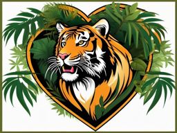 Tiger Clipart in a Jungle,Ferocious tiger in the heart of the jungle, a symbol of power and protection. 