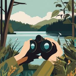 Wildlife Observation clipart - Binoculars for observing lake wildlife., ,vector color clipart,minimal