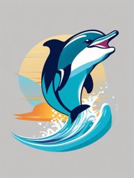 Dolphin Clip Art - A playful dolphin leaping out of the water,  color vector clipart, minimal style