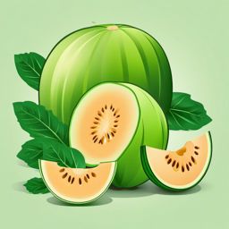 Honeydew Melon Clipart - Sweet and green honeydew melon.  color vector clipart, minimal style