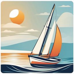 Sailboat Clipart - A sailboat catching the ocean breeze.  color vector clipart, minimal style