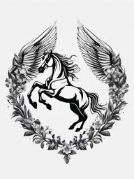 horse angel tattoo  simple tattoo,minimalist,white background