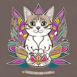 cute cat catnip madness  t shirt in the style of vector graphics,solid shapes, earthtone colors, adobe illustrator