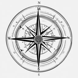 Family Compass Tattoo - Compass tattoo symbolizing family values.  simple vector tattoo,minimalist,white background