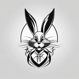 bugs bunny tattoo black and white  minimalist color tattoo, vector