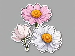 Cosmos Sticker - Embrace the carefree and daisy-like charm of cosmos flowers with this sticker, , sticker vector art, minimalist design