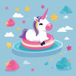 Unicorn Floatie Clipart - Whimsical unicorn floatie illustrations for a playful and fun vibe.  vector art, clipart, minimal