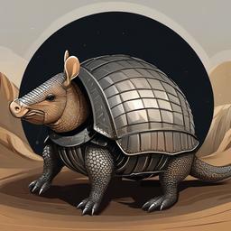 Armadillo cartoon - armored animal that rolls into a ball  