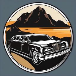 Limousine Car Sticker - Luxury travel, ,vector color sticker art,minimal