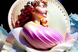aphrodite, the goddess of love and beauty, rising from the foamy sea on a scallop shell. 