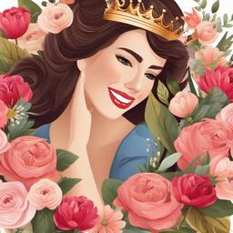 Happy Mothers Day clipart - mother with a crown of flowers  