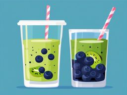 Kiwi and Blueberry Smoothie Clipart - A smoothie with kiwi and blueberries.  color vector clipart, minimal style