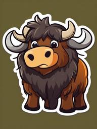 Yak cartoon - shaggy mountain animal  cartoon sticker style