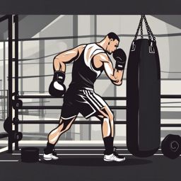 Boxer training in the gym clipart  simple, 2d flat