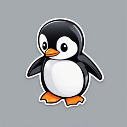 Penguin Sticker - Cute penguin waddling around, ,vector color sticker art,minimal