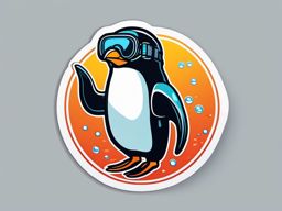 Penguin Diver Sticker - A penguin equipped for underwater exploration. ,vector color sticker art,minimal