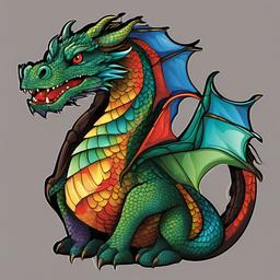 Dragon clipart - dragon with colorful scales  