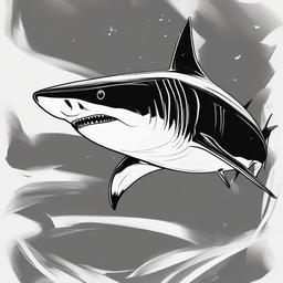 drawing of Mako shark  minimal rough sketch scribbles,doodles,black and white