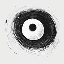 drawing of a black hole in space  minimal rough sketch scribbles,doodles,black and white