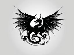 Dragon Tattoo Black and White - Classic and timeless black and white dragon tattoo.  simple color tattoo,minimalist,white background