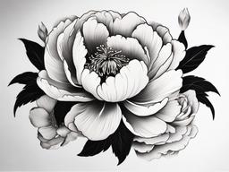 japanese peony tattoo black and white  simple color tattoo,white background,minimal