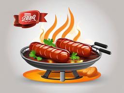 BBQ with juicy sausages clipart.  vector style illustration, white background