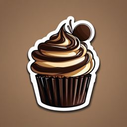 Cupcake with Chocolate Drizzle Sticker - Satisfy your chocolate cravings with a cupcake drizzled in rich chocolate, , sticker vector art, minimalist design