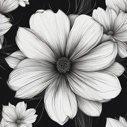 drawing of a flower with soft petals  minimal rough sketch scribbles,doodles,black and white