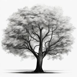 sketch of a tree with leaves  minimal rough sketch scribbles,doodles,black and white