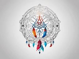 Autism Dream Catcher Tattoo - Tattoo combining a dream catcher with autism awareness symbols.  simple vector tattoo,minimalist,white background