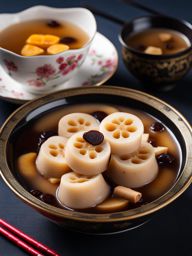 lotus root sweet soup, a chinese dessert, devoured during the mid-autumn festival. 