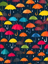 Umbrella clipart - A colorful umbrella in the rain, ,vector color clipart,minimal